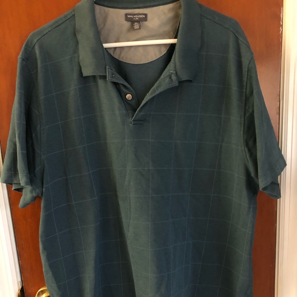 Van Heusen XXL Blue Check Short Sleeve Knit Shirt
